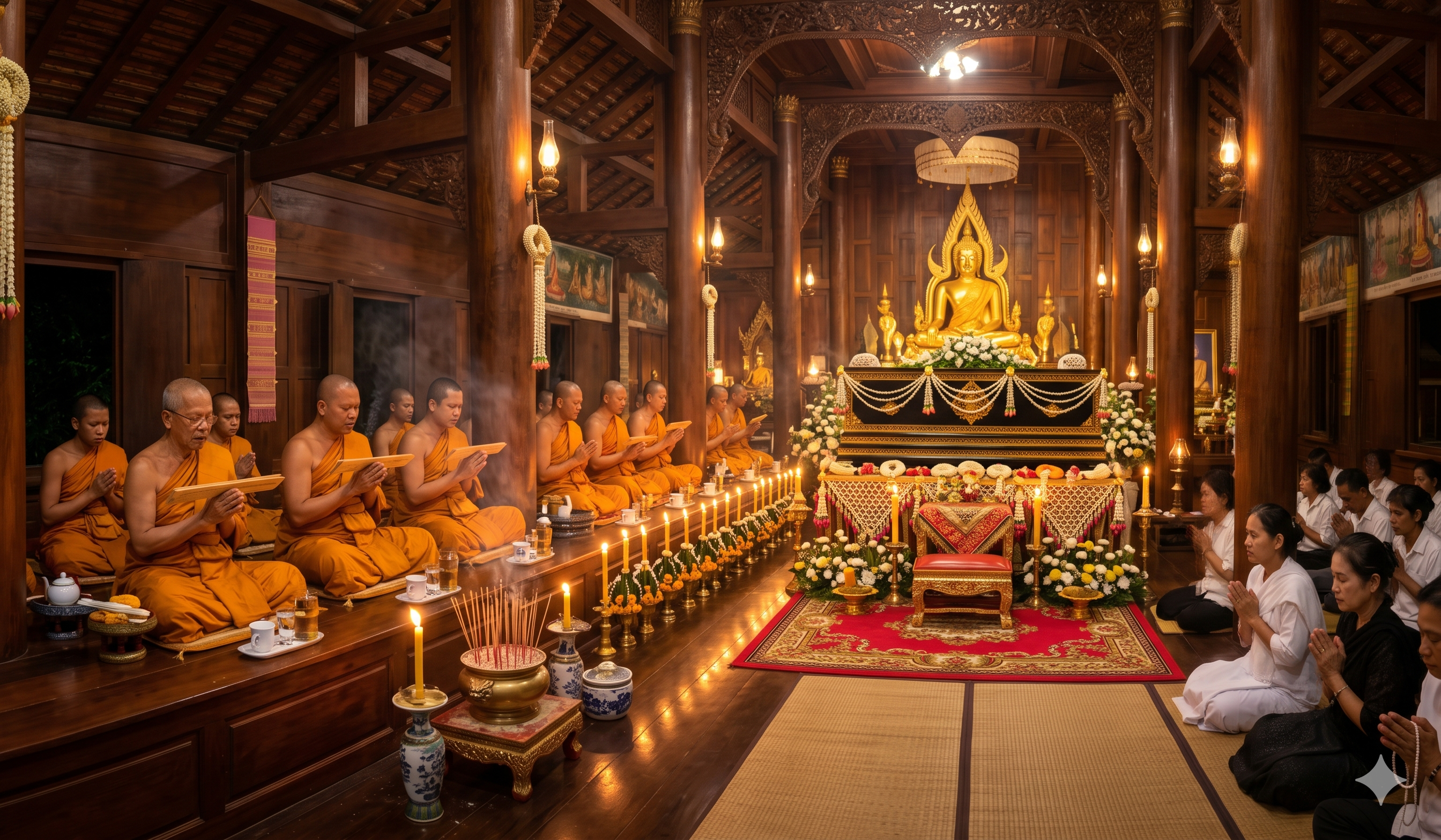 Thai Buddhist cremation ceremony preparation
